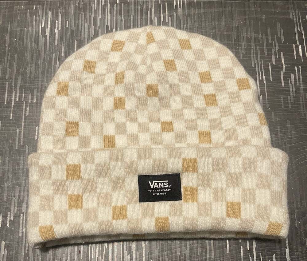 Vans Cuffed Checkerboard Beanie Oatmeal/Carmel Colorway Unisex